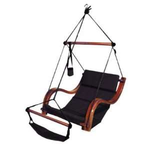  Black Hammock Hanging Chair Porch/Patio Swing with Wooden 