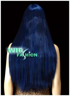 New Fashion Long Dark Blue Hair Wigs With Long Bangs W48  