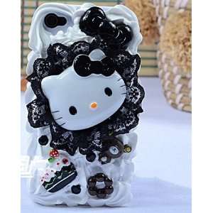  White&Black Lace Pattern 3D Hello Kitty Cake Style iPhone 