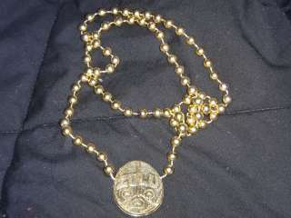   Orleans Mardi Gras Parade Golden/Gold Coconut Emblem Beads Necklace