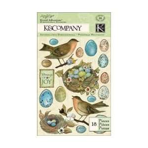  K&Company Botanical Grand Adhesions Robin; 3 Items/Order 