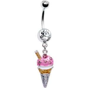  Crystalline Gem Ice Cream Cone Belly Ring Jewelry