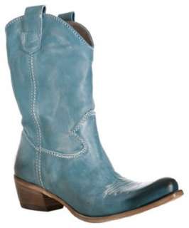 Alberto Fermani light blue stitched leather boots   