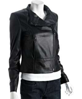 Andrew Marc black lambskin asymmetrical zip jacket  BLUEFLY up to 70% 