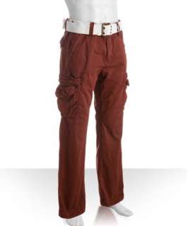 Jetlag burgundy cotton Nisso belted cargo pants