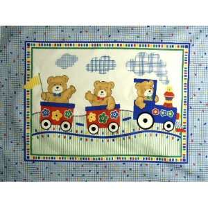 Baby Panel Cheater Fabric Material Quilt Top Bear Train New Nursery 