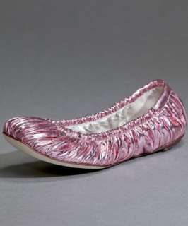 Dolce & Gabbana pink metallic leather ruched flats