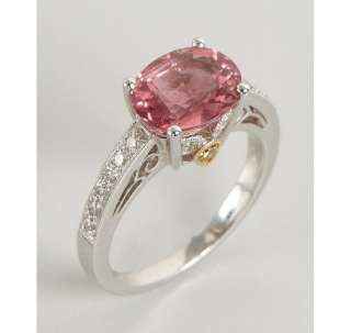 Doves pink tourmaline and diamond pave white gold ring