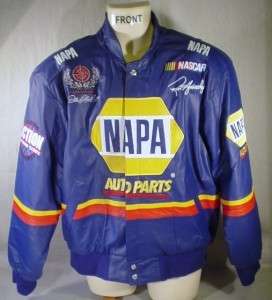 NAPA Blue LEATHER Racing Jacket Small / Hornaday NASCAR  