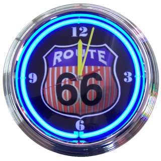 Route 66 rt66 neon clock sign Garage open  