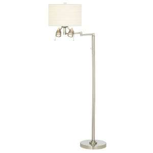   Swingarm with Bullets Pleated White Shade Floor Lamp