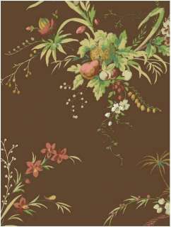PLANTATION Victorian FLORAL Brown Pink Wallpaper Double  