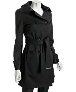 MICHAEL Michael Kors black cotton hooded double breasted trench 