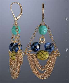 Rachel Reinhardt blue glass beaded chain link earrings  BLUEFLY up to 