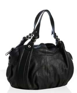 Sondra Roberts black leather Roberta rounded shoulder bag   