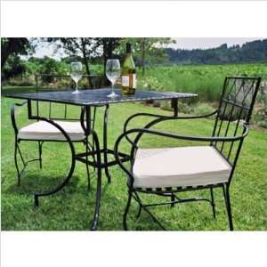   Iron Dining Set w/ Square Table Finish Pewter Patio, Lawn & Garden