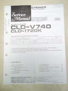 Pioneer Service/Repair Manual~CLD V740/1720K CD/CDV/LD Player~Original 