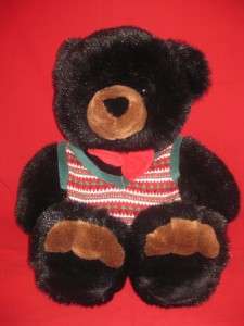 Black Teddy Bear Plush Christmas Vest 1JP3 Stuffed Animal Toy Plushy 