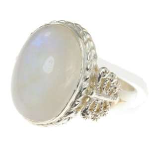    925 Sterling Silver RAINBOW MOONSTONE Ring, Size 6.5, 5.7g Jewelry