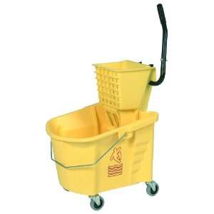   Yellow 35 Quart Splash Guard Mop Bucket with SW12 Side Press Wringer