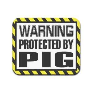   Warning Protected By Pig Mousepad Mouse Pad: Computers & Accessories