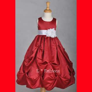 APPLE RED WHITE BABY FLOWER GIRL DRESS SM LG 2 4 6 8 10  