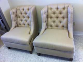 PAIR of Tufted BAKER Chairs   LUXURY Fabric   BRAND NEW  