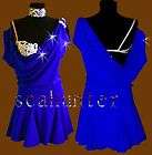 Ld690 Crystal Blue Latin Salsa Paso Doble dance dress US6