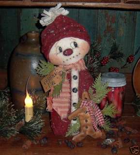 Primitive Snowman Gingerbread Winter Doll Pattern #550  