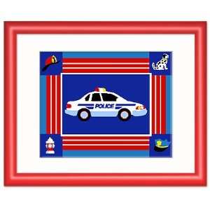   Red Framed Wall Art w Police Car   Heroes Collection: Home & Kitchen