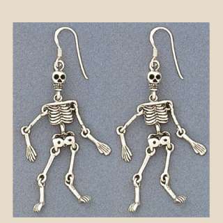 Sterling Silver Skeleton Halloween Day of Dead Earrings  