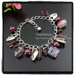   Coloured Glaze Heart Flower Ring Fashional Charm Bracelet D35  