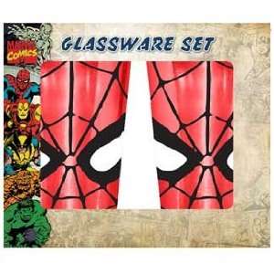    Spider Man Glassware Set of 2 Pub Style Red Glasses