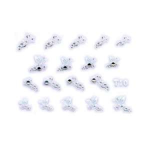   /Silver Butterfly & Floral Rhinestone Nail Stickers/Decals Beauty