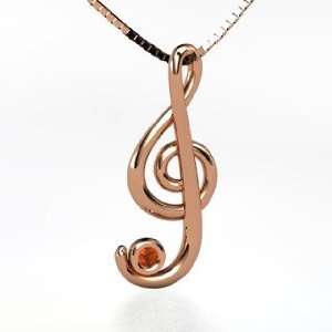    Treble Clef Pendant, 14K Rose Gold Necklace with Fire Opal Jewelry