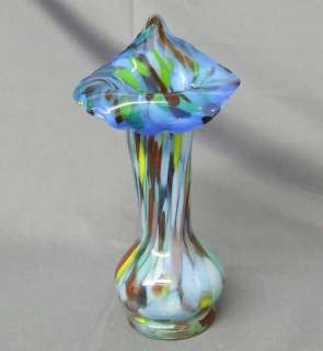 Blue Spatter Art Glass Vase Jack Pulpit Rainbow Co  