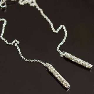 gold plated chain long shoulder duster swarovski crystal dangle 