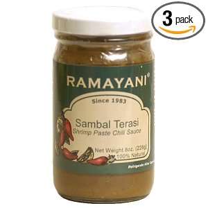 Ramayani Shrimp Paste Chili Sauce   Sambal Terasi, 8 Ounce Jars (Pack 