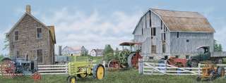   Farming Tractor & Country Farmhouse with Barn Wallpaper Wall Mural