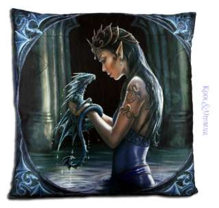   Large Cushion Water Dragon Fairy Elf Girl with Baby Dragon  