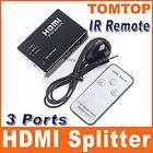 Port HDMI Switch Switcher Splitter DVD Remote Control