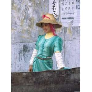 Young Dai Woman Wearing Straw Hat, China Photographic 