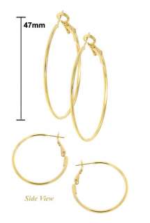 Beautiful Goldtone Fashion Hoop Earrings   47mm Diameter  