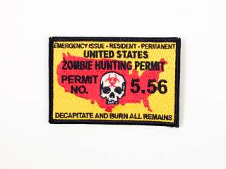 Zombie Hunting Permit Morale Patch   Velcro Back  