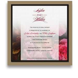  115 Square Wedding Invitations   Rubenesque Roses & Black 