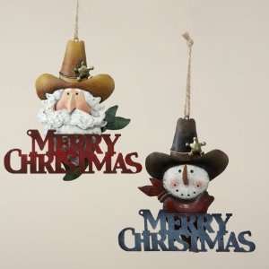  Sheriff Santa and Snowman Merry Christmas Ornaments