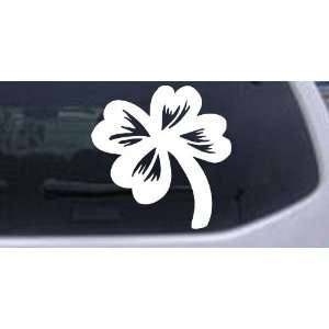 White 4in X 4.1in    Four Leaf Clover Car Window Wall Laptop Decal 