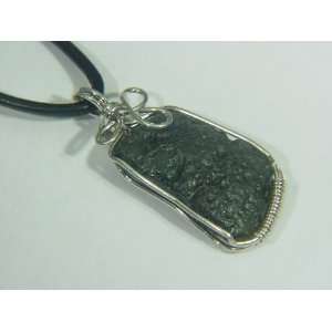  Sterling Silver wire wrapped moldavite pendant necklace 