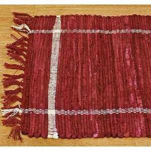   Set of 4 Burgundy Heavy Cotton Woven Rag Rug Placemats: Home & Kitchen
